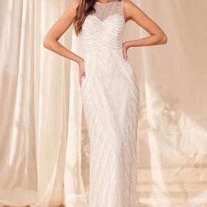 Gorgeous white dress with silver beading and sequins